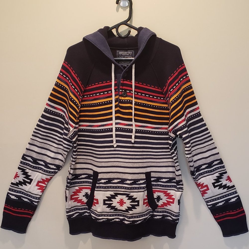 American Eagle Outfitters Men's Southwestern Hooded Sweater, Size: L